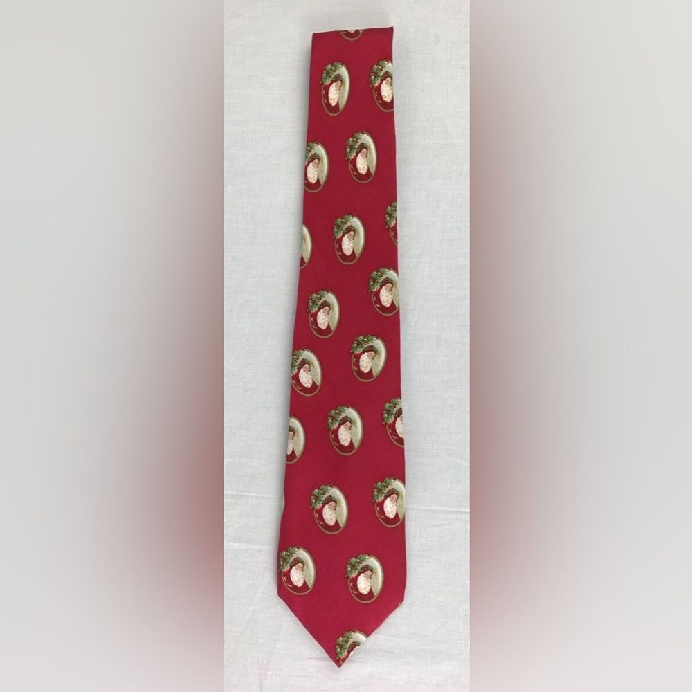 Vintage John Henry Mens Tie Necktie 100%Silk Made in USA Santa Cameo Christmas